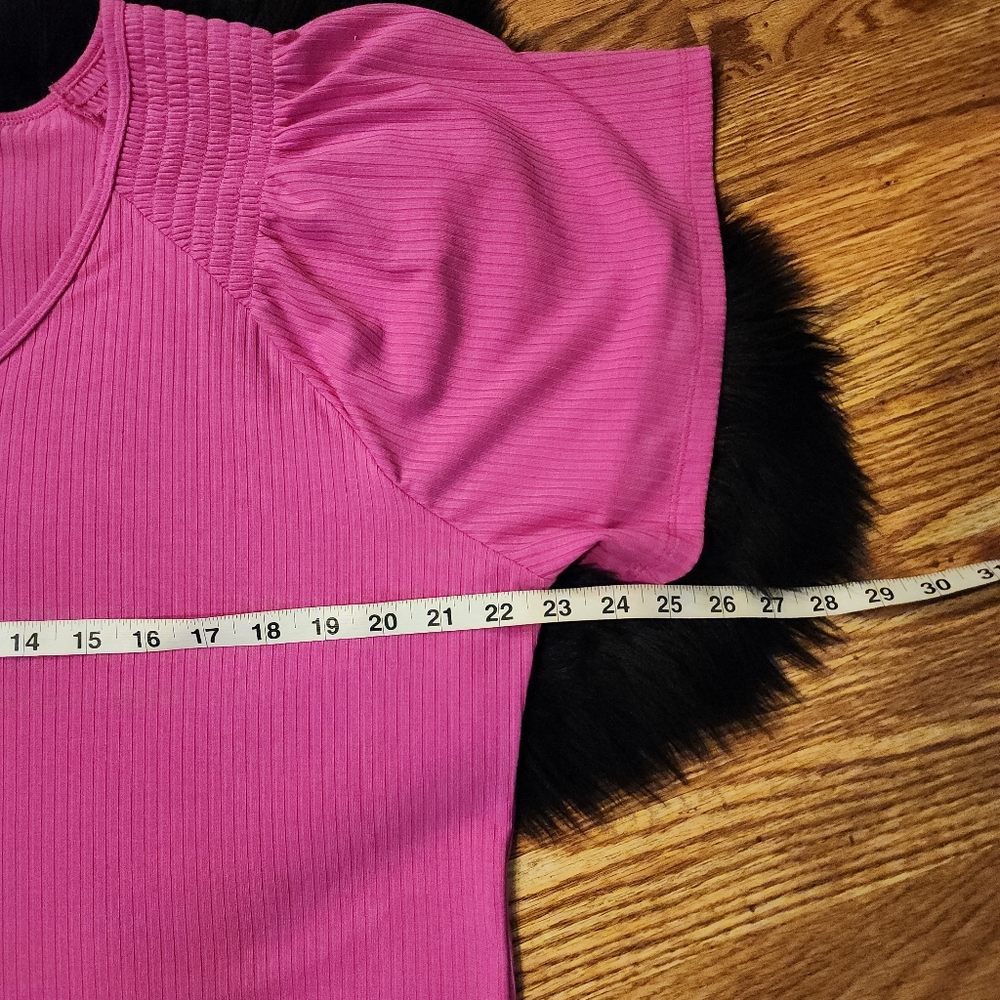Terra & Sky Vivid Pink Blouse with Flutter Sleeves Size 14W - Picture 8 of 11